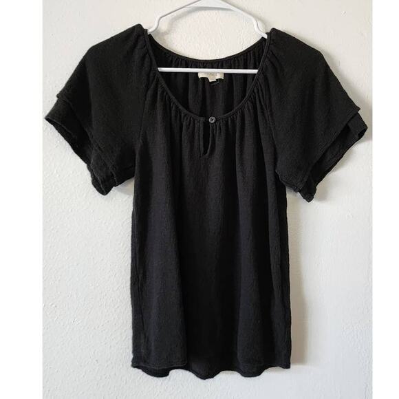 Madewell Texture & Thread Tiered Sleeve Top Black XS - Picture 3 of 11